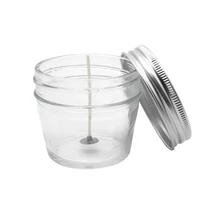 Gyertya üveg tégely kanóccal, kerek, átlátszó, 100ml