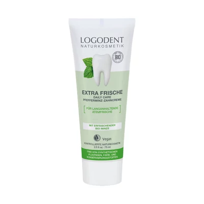 Logodent extra fresh fogkrém, bio borsmentával, fluoridmentes, 75ml