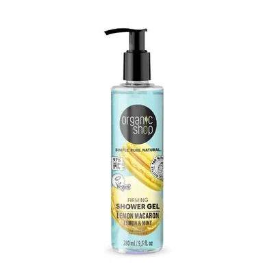 Organic Shop tusfürdő, Lemon Macaron feszesítő, citrom és menta, 280ml