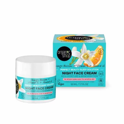 Organic Shop éjszakai arckrém narancsvirággal E-vitaminnal és mandulaolajjal, 50ml