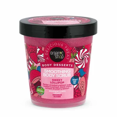 Organic Shop bőrkisímító testradír, Édes cukorka, 450ml