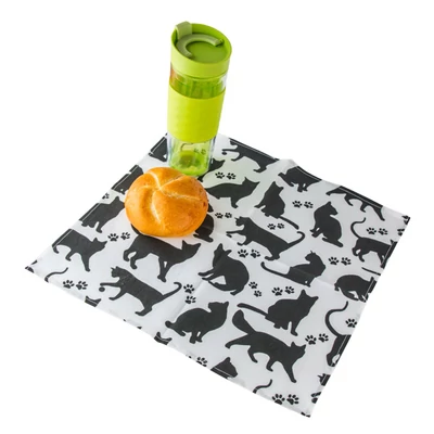 Greeny textil szalvéta egyrétegű 37x37cm fekete-fehér cicás