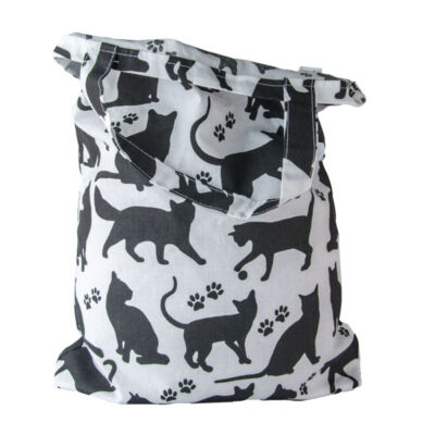 Greeny textil táska, fekete-fehér cicás