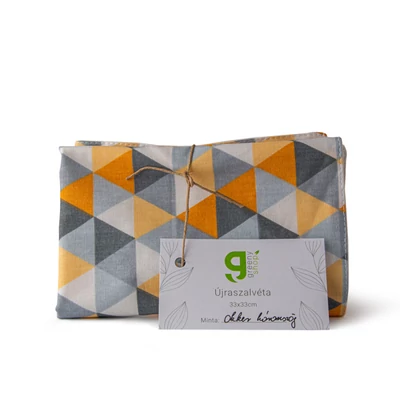 Greeny textil szalvéta, egyrétegű, 37x37cm, okker háromszöges