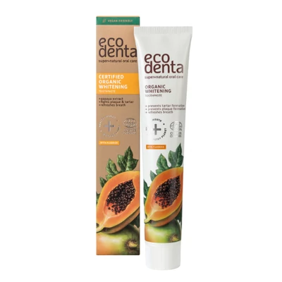 Ecodenta minősített fehérítő bio fogkrém papajával, fluoriddal, 75ml