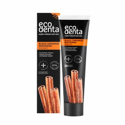 Ecodenta fehérítő fogkrém szénnel és fahéjjal, 100ml