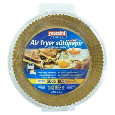 Mazzini Premium sütőpapír air fryer készülékhez, szilikonos, kerek, 20cm, 50db