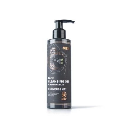 Organic Shop Men arctisztító gél tölgyfakéreg-kivonat és menta 200ml