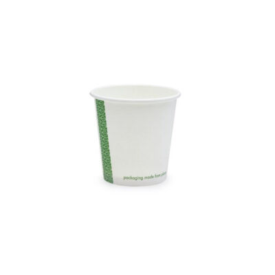 Vegware lebomlő kávés pohár, papír és PLA, presszókávés, fehér