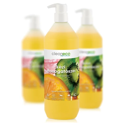 Cleaneco kézi mosogatószer koncentrátum, mangó és papaya illat, pumpás, 1L