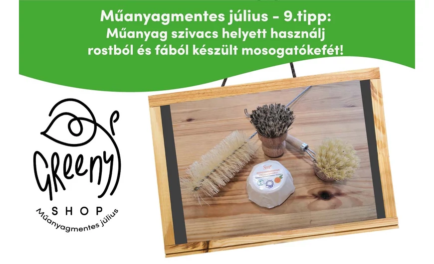 Műanyagmentes július - 9.tipp - Műanyag szivacs helyett használj rostból és fából készült mosogatókefét